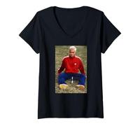 Womens Robbie Williams of Boy Band Take That 1995 by Andy Willsher V-Neck T-Shirt