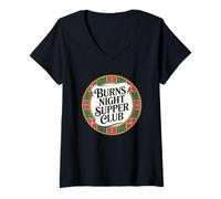 Women's Robert Burns Night Supper Club with Tartan V-Neck T-Shirt