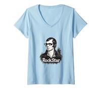 Womens Robert Burns Rockstar Poet Design V-Neck T-Shirt