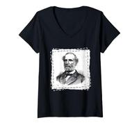Women's Robert E Lee Civil War Confederate General Portrait Art V-Neck T-Shirt