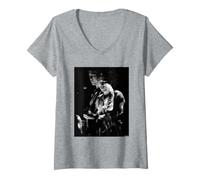 Women's Robert Smith of The Cure Live 1982 By David Corio V-Neck T-Shirt