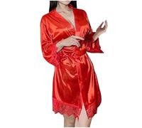Women's Robes Short Knit Kimono Robe Soft Lightweight Womens Dressing Gowns Ladies Bridal Lightweight Lace Sleepwear Loungewear Trendy V-Neck Sexy Nightdress Silk Bathrobes Wedding Party Sleepwear