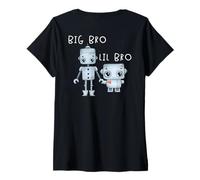 Womens Robo Boy For Lil Bro Big Bro Matching Brother ART ON BACK V-Neck T-Shirt