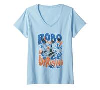 Womens Robo Uprising - Retro Robot AI Revolution V-Neck T-Shirt