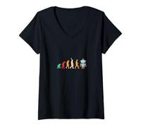 Womens Robot Evolution AI & Science Engineer Human Machine V-Neck T-Shirt