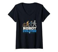 Women's Robot Evolution Robotics Coder Humor Automation Techs V-Neck T-Shirt