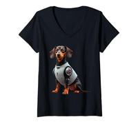 Women's Robotic Half Dog Owner Cyborg AI Robot Technology Dogs V-Neck T-Shirt