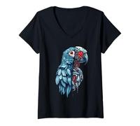 Women's Robotic Lover Half Parrot Cyborg AI Robots Bird Technology V-Neck T-Shirt