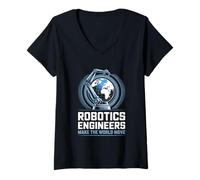 Womens Robotics Engineers Make The World Move Through Innovation V-Neck T-Shirt