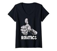 Women's Robotics Thumbs Up V-Neck T-Shirt