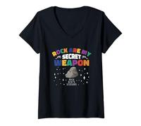 Womens Rock Are My Secret Weapon Game Set Funny Rock Beats Scissors V-Neck T-Shirt