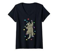 Womens Rock Climber Indoor Wall Climbing Raccoon Funny Climbers V-Neck T-Shirt
