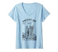 Womens Rock Climbing Climber Ancient Art Fisher Towers Location V-Neck T-Shirt