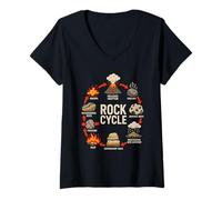 Women's Rock Cycle Geology Earth Science Diagram Graphic V-Neck T-Shirt