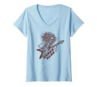Womens Rock Guitar Skeleton - Cool Flying V Guitarist Hard Rocker V-Neck T-Shirt