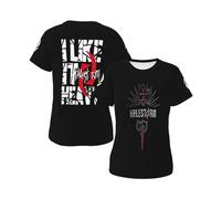 Women's Rock Music T-Shirts Stylish Short Sleeve Summer Tees Multi-Sided Printed Shirt Multicoloured XL