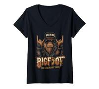 Women's Rock N Roll Bigfoot The Legendary Tour Sasquatch V-Neck T-Shirt