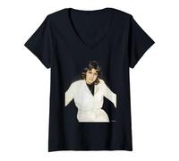 Women's Rock On Singer David Essex Portrait By Dick Barnatt V-Neck T-Shirt