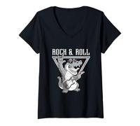 Womens Rock & Roll Crocodile Guitar Triangle Cool V-Neck T-Shirt