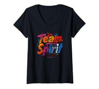 Women's Rock & Roll Your Healthy Life Style Team Spirit Rainbow V-Neck T-Shirt
