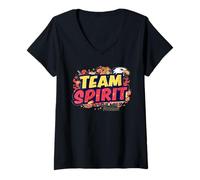 Women's Rock & Roll Your Healthy Life Style with Team Spirit Eagle V-Neck T-Shirt