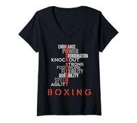 Womens Rock Steady Boxing Parkinson's Character Strong V-Neck T-Shirt