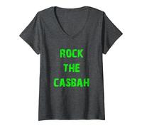 Women's Rock The Casbah V-Neck T-Shirt, Dark Heather Grey, Small