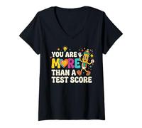 Women's Rock The Test Don't Stress Just Do Your Best Teacher Testing V-Neck T-Shirt