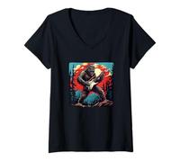 Womens Rock the Wild with this Cool Guitar Bigfoot Costume V-Neck T-Shirt
