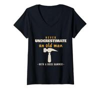 Women's Rockhounding Never Underestimate an Old Man Rock Hound V-Neck T-Shirt