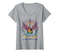 Womens Rockin' I Rock The Spectrum Autism Mom Inclusive Rights V-Neck T-Shirt