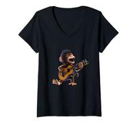 Womens Rockin' Monkey V-Neck T-Shirt