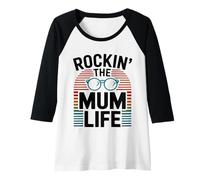 Womens Rockin The Mum Life Funny Mum Life Mothers Day Raglan Baseball Tee