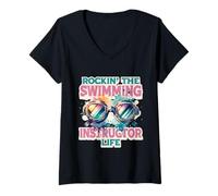 Women's Rockin' The Swimming Instructor Life V-Neck T-Shirt