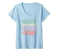 Womens Rockin The Third Grade Vibe Back to School V-Neck T-Shirt