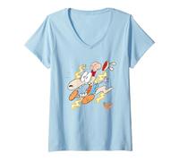 Womens Rocko's Modern Life Funny Face V-Neck T-Shirt