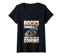 Womens Rocks Tremble When They See Me Coming V-Neck T-Shirt