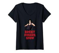 Womens Rocky Horror Show Dr Frank N Furter Logo Pose V-Neck T-Shirt