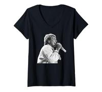 Womens Rod Stewart Singing Every Beat of My Heart Tour NEC 1986 V-Neck T-Shirt