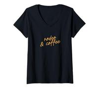 Women's Rodeo & Coffee, Minimalist Southern Western Script V-Neck T-Shirt