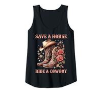 Womens Rodeo Cowgirl Sarcastic Women Save A Horse Ride A Cowboy Tank Top