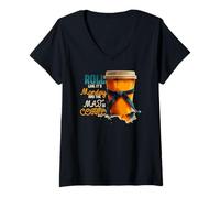 Womens ROLL Like It's Monday and The MAJ is Coffee V-Neck T-Shirt