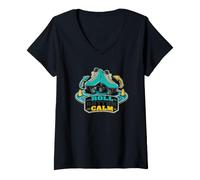 Women's ROLL Rhythm Calm Roller Skating Rink Practice V-Neck T-Shirt