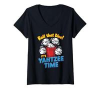Women's Roll that Dice Yahtzee Game Night Dice Game Funny Yahtzee V-Neck T-Shirt