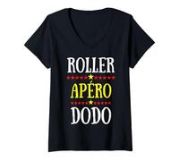 Women's Roller Apéro Dodo Programme Vacances Week-End Patins Sport V-Neck T-Shirt