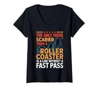 Women's Roller Coaster Fast Pass Theme Park V-Neck T-Shirt