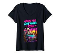 Women's Roller Coaster Funny Going for One More Ride V-Neck T-Shirt