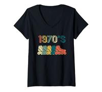 Womens Roller Skate T-Shirt Skating 70s Retro Shirt Gift V-Neck T-Shirt