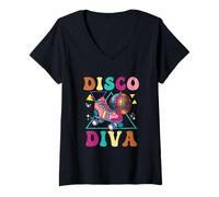 Women's Roller Skating Disco Diva Skate Girl 70s Skater Groovy V-Neck T-Shirt