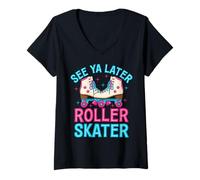 Womens Roller Skating - See Ya Later Roller Skater V-Neck T-Shirt